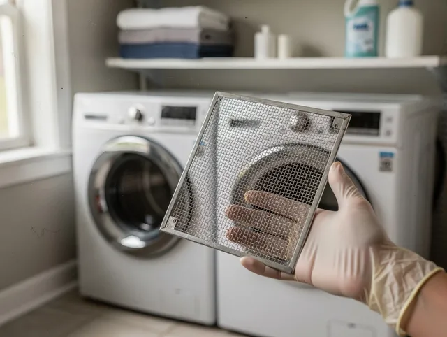 Bell Gardens Dryer Vent Cleaning specialist performing detailed lint trap cleaning service in Bell Gardens