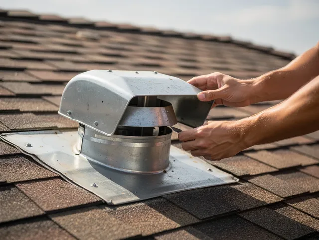 Bell Gardens Dryer Vent Cleaning certified technician safely cleaning a roof-mounted dryer vent in Bell Gardens
