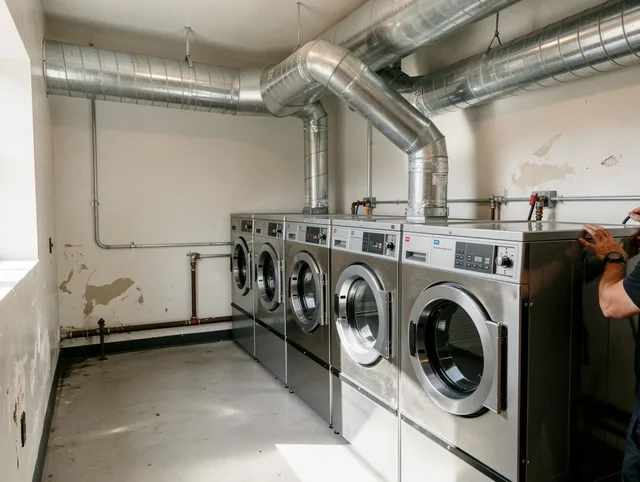 Bell Gardens Dryer Vent Cleaning team performing large-scale commercial dryer vent cleaning in Bell Gardens