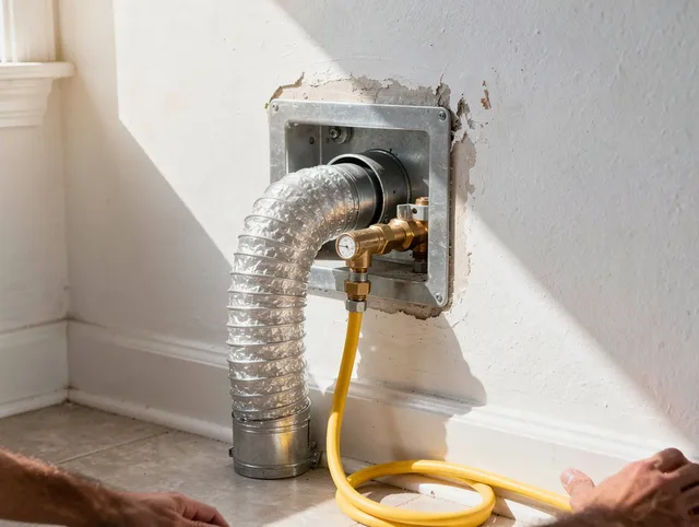 Bell Gardens Dryer Vent Cleaning certified technician performing specialized gas dryer vent cleaning in Bell Gardens